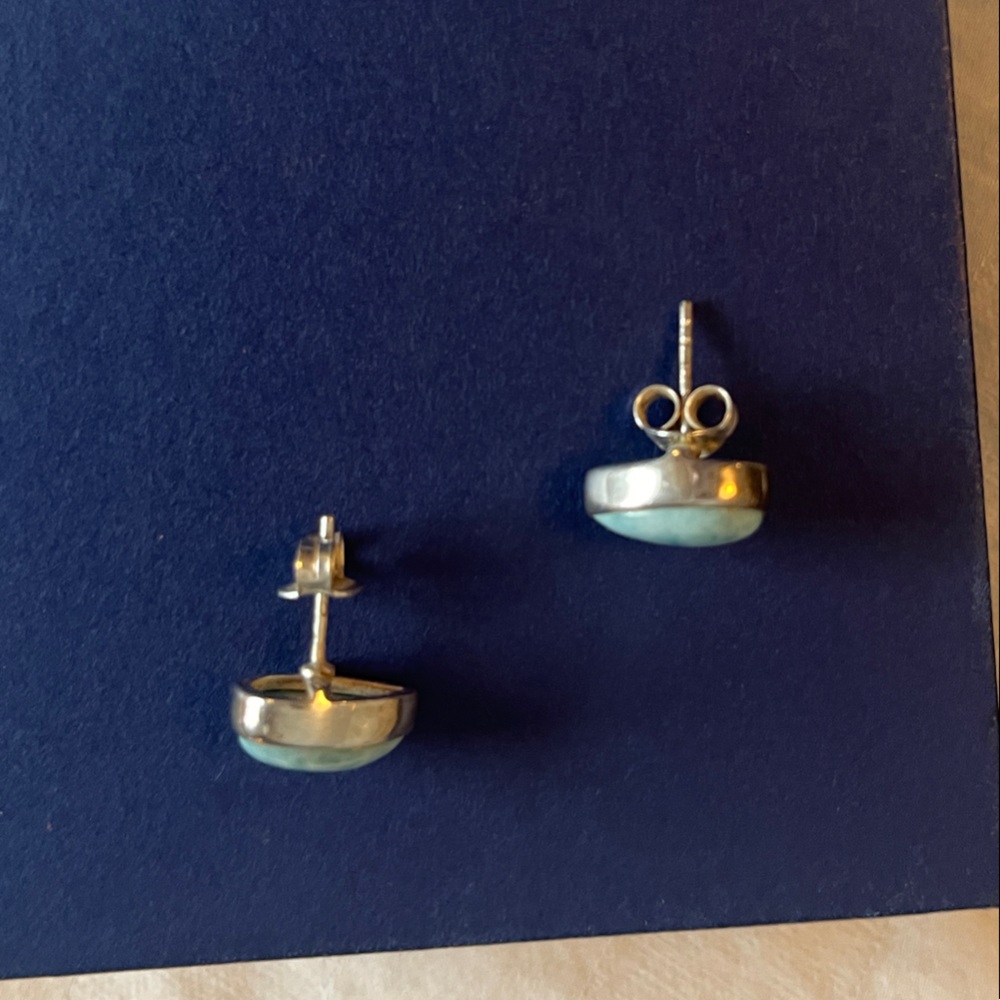 Genuine Larimer and sterling stud silver teardrop pierced Earrings - Picture 4 of 4